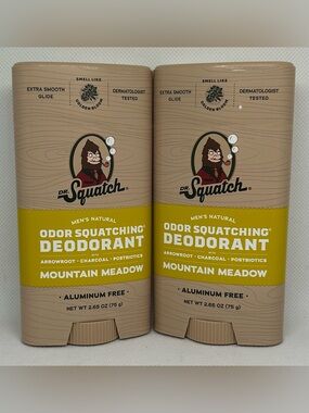 Dr. Squatch Mountain Meadow Men’s Natural Deodorant - Yellow- 2-Pack